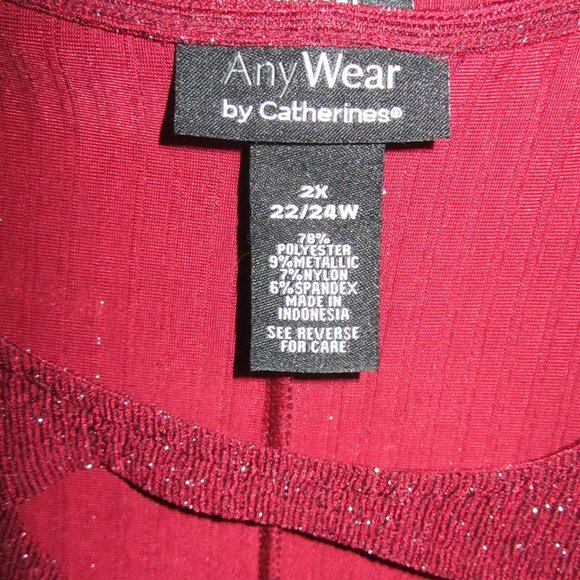 💕Plus Size 22/24 Catherines 2X Red Sparkly Dressy Sweater Cardigan/tank womens - Picture 4 of 7
